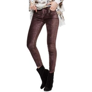 Free people high waisted velvet brown pants